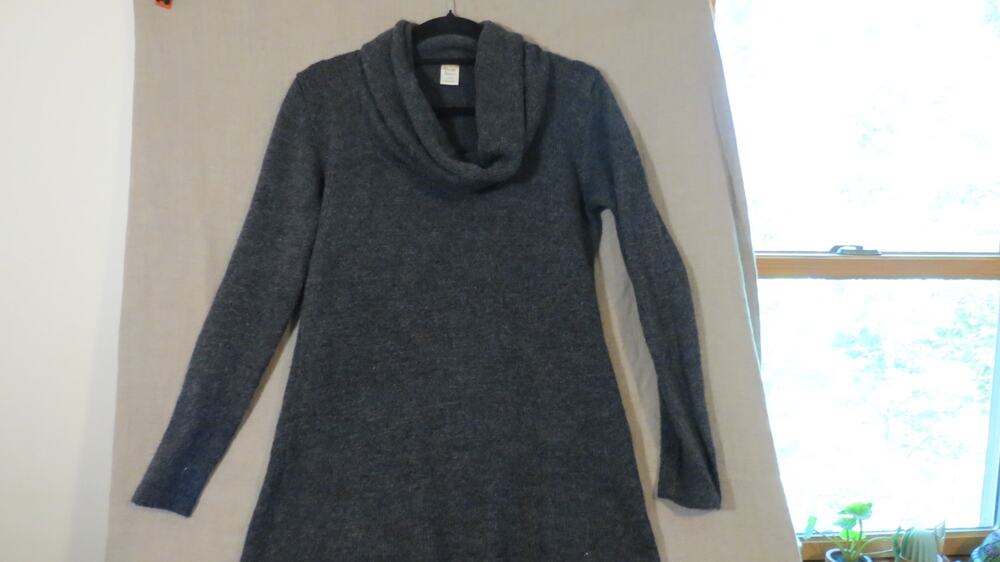 Clouzet Designs Peru Alpaca Sweater Tunic Cowl Neck Charcoal Gray Womens